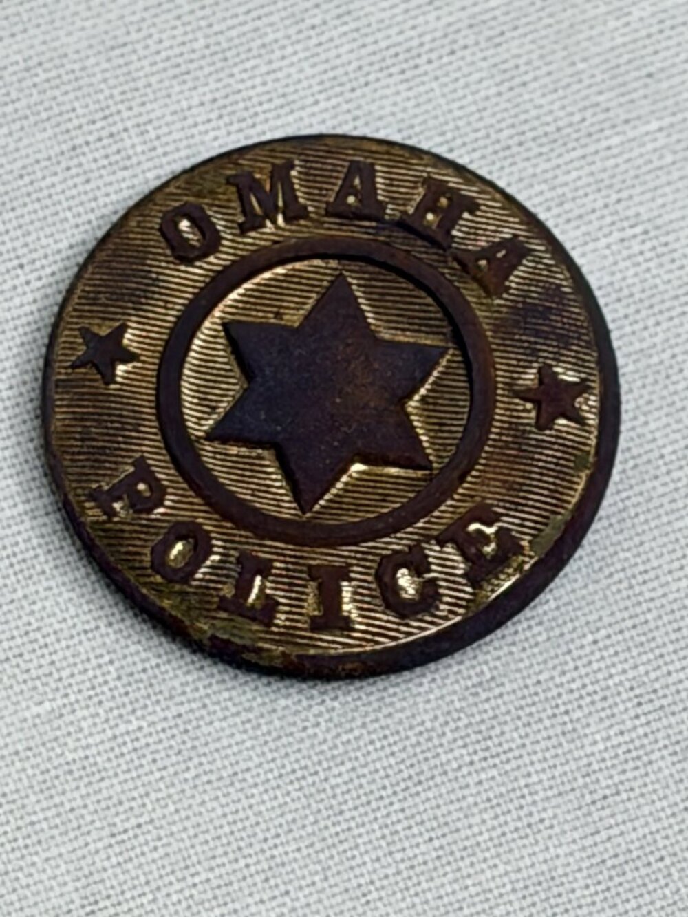 Vintage Antique Brass Omaha Police Dept Uniform Button Star 1 Inch